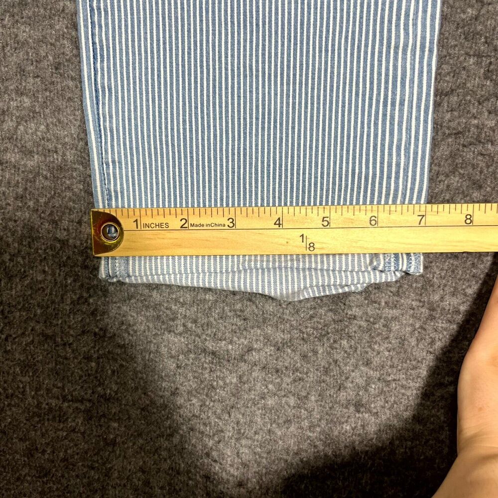 NYDJ Cropped Pants Womens 8 Blue Pinstriped Casual 30X23 Beachy Capri Mom Preppy - Picture 4 of 10